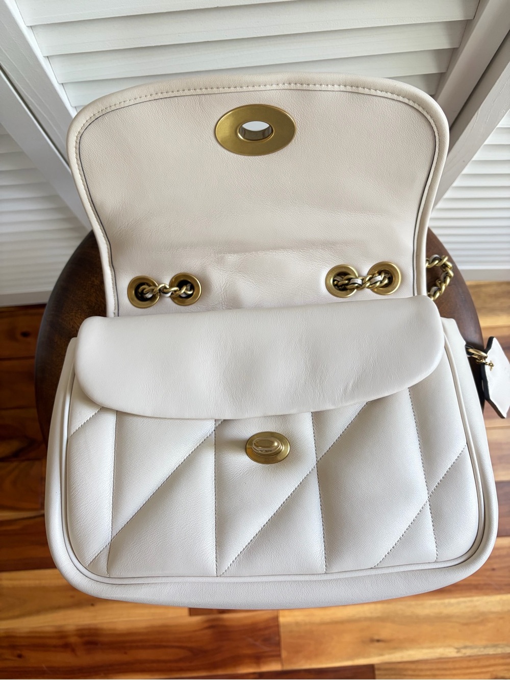 Coach Pillow Madison Quilted Leather Chalk Color - Picture 8 of 12